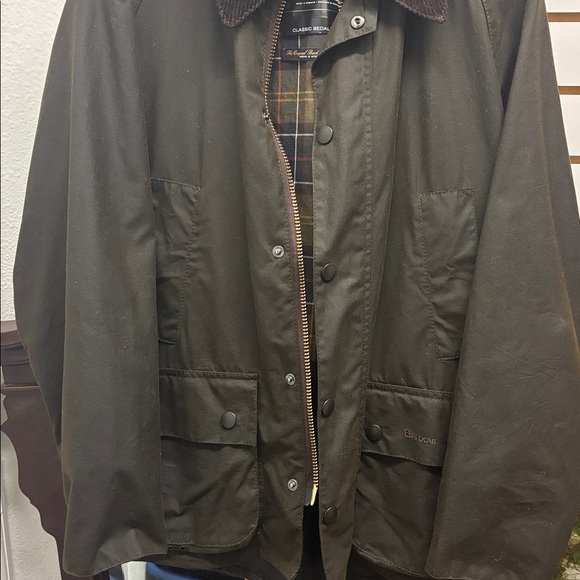 Barbour Bednell Men's waxed cotton Brown Jacket with corduroy Collar - Picture 2 of 10